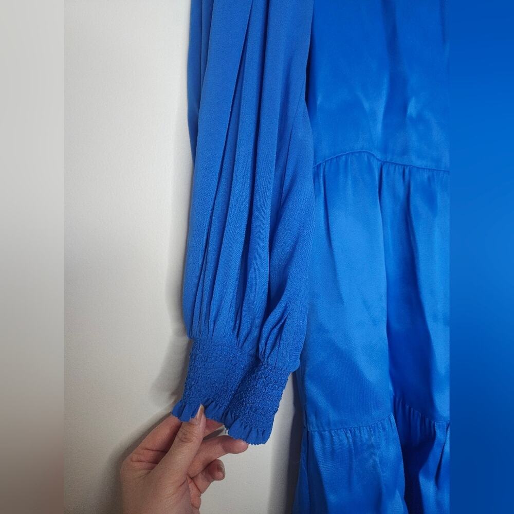 Alice + Olivia Antonette Vibrant Blue Long Sleeve Dress Silk NWT /MISSING SASH - Picture 5 of 8